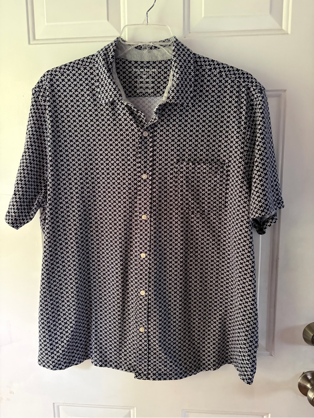 Tailor Vintage Black & White Geometric Short-Sleeve Button-Down Shirt XXL EUC